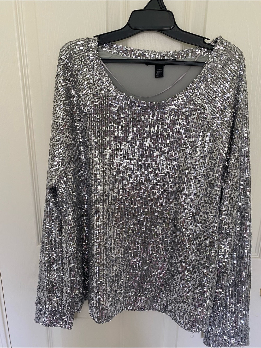 Cable & Gauge Silver Sequin Pullover Sweater